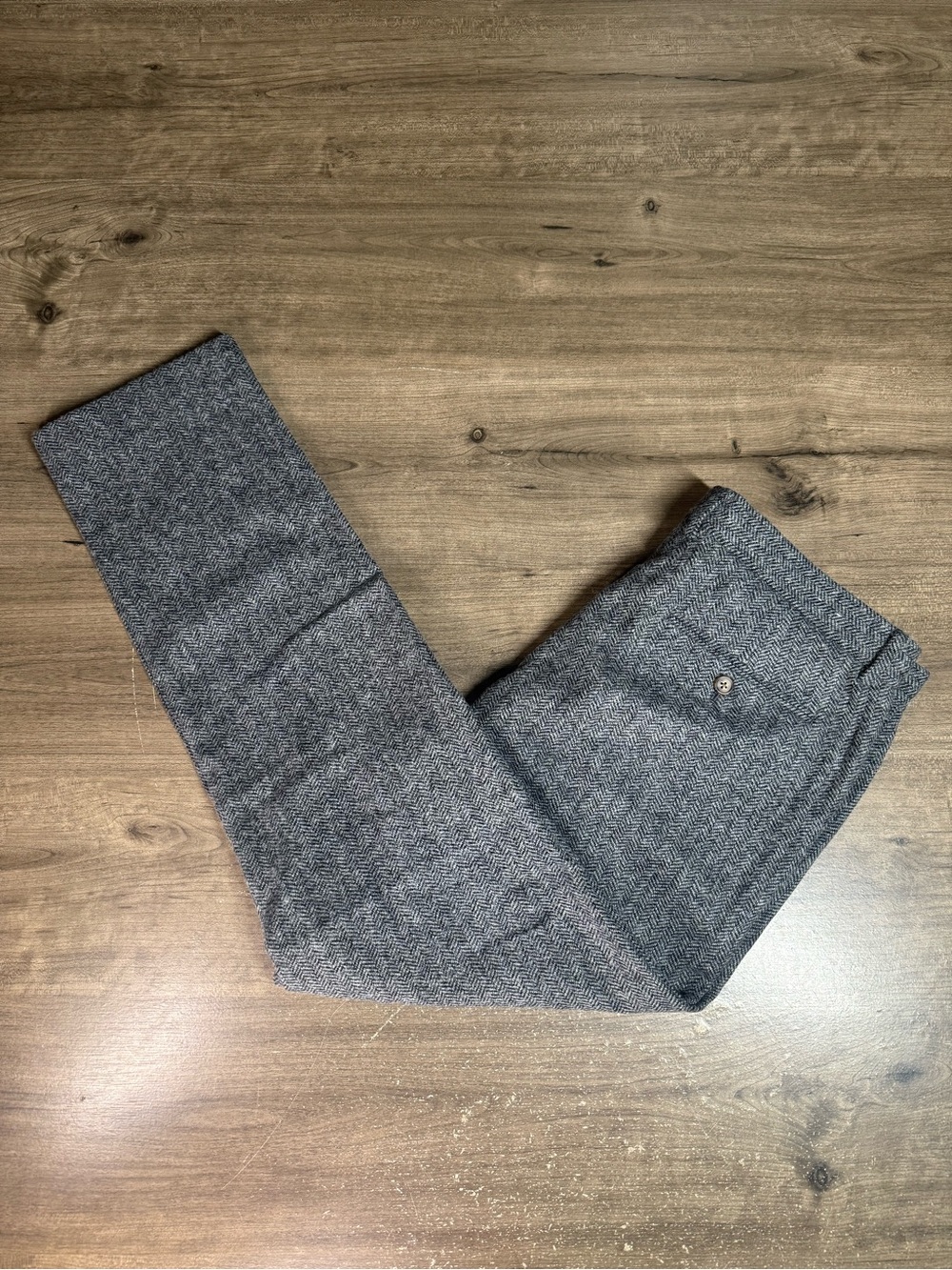 J.Crew Bowery Slim Pants 32x30 Abraham Moon Wool Cotton Herringbone Gray